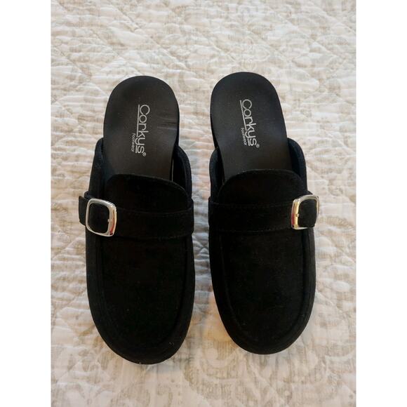 Corky's Black Size 9 Just Precious Slip On Wedge 2.5" Memory Foam Insoles EUC - Picture 2 of 9